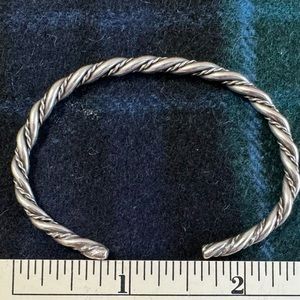 Adjustable solid sterling silver open women’s bangle bracelet. Hand made.